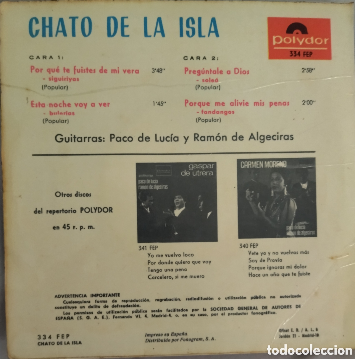 Discos de vinilo: Chato de la Isla - Foto 2