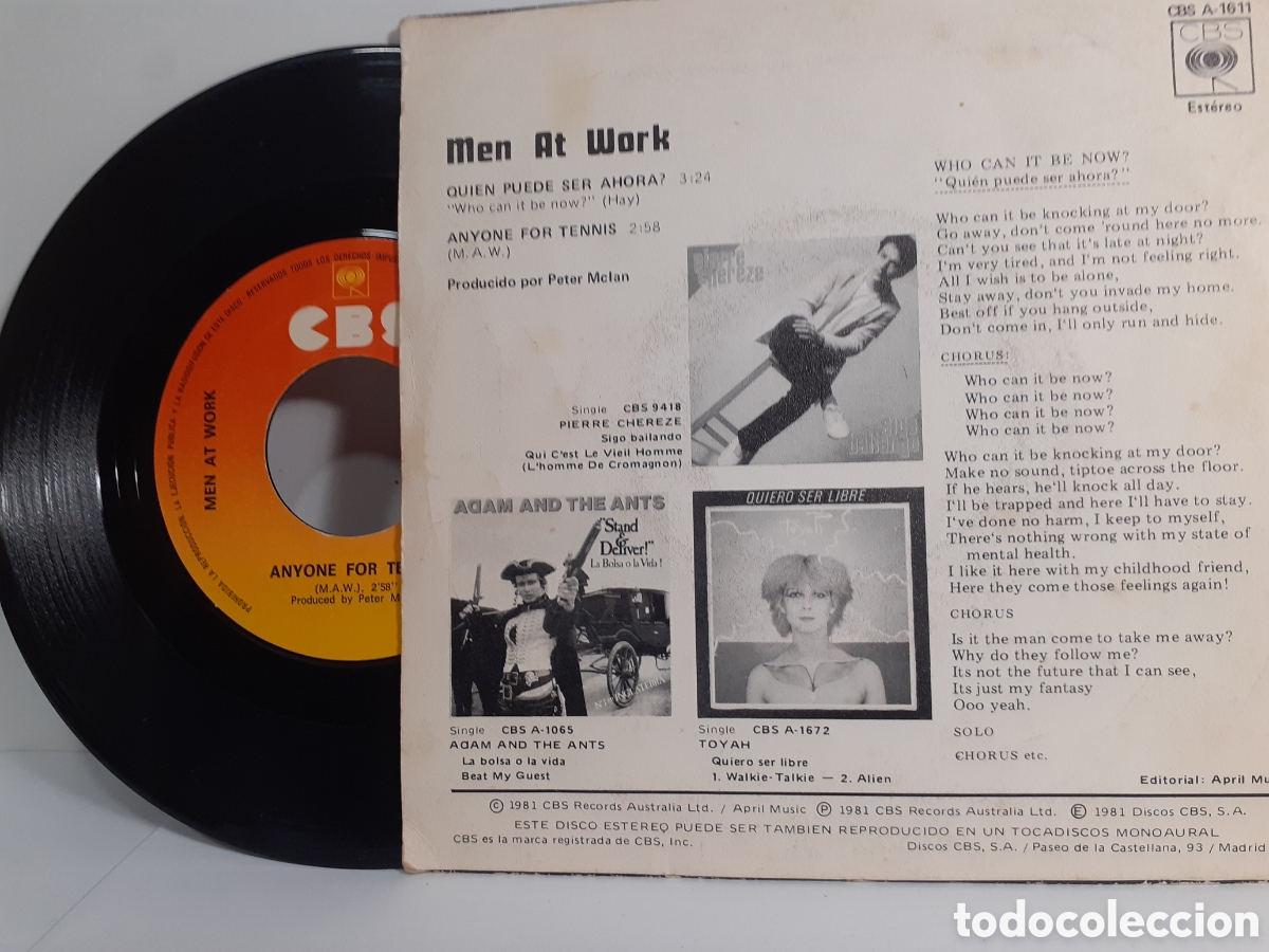 Discos de vinilo: Men At Work - quien puede ser ahora - CBS 1981 - Foto 2