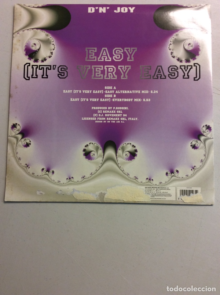 Discos de vinilo: D&rsquo;J&rsquo; Joy. Easy (it&rsquo;s very easy). - Foto 2