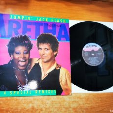 Discos de vinilo: ARETHA FRANKLIN & KEITH RICHARDS JUMPIN JACK FLASH REMIXES 12” MAXI SINGLE 1986 ESPAÑA. Lote 365902746
