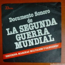 Discos de vinilo: DISCO DE VINILO DOCUMENTO SONORO DE LA SEGUNDA GUERRA MUNDIAL. DISCURSOS, MARCHAS MILITARES. Lote 365912391