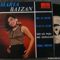 Discos de vinilo: MARTA BAIZAN - EP PROMO SPAIN 1965 CHICA YE-YE ESPAÑOLA - HOY HE SABIDO - COLUMBIA 80994. Lote 366157331
