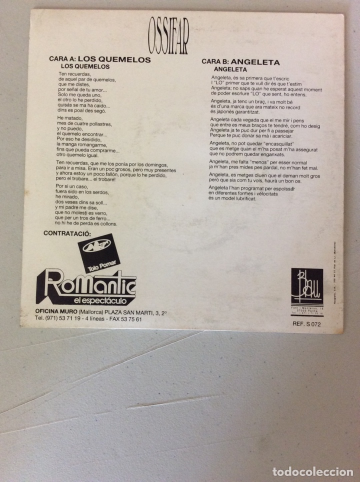 Discos de vinilo: Ossifar. Los quemelos. Angeleta. - Foto 2