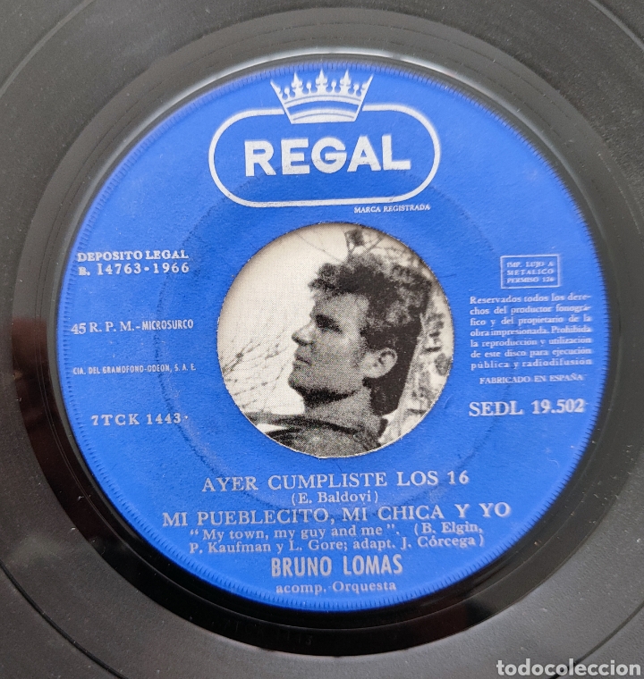 Discos de vinilo: BRUNO LOMAS - AYER CUMPLISTE LOS 16 - Foto 2