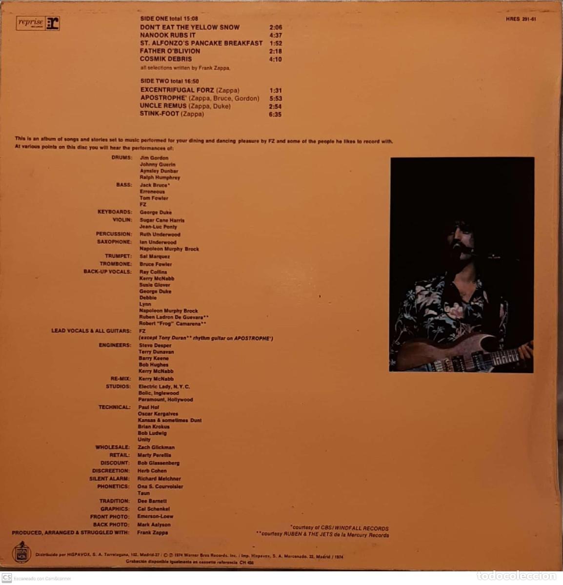 Discos de vinilo: Frank Zappa &lrm;&ndash; Apostrophe () - Foto 2