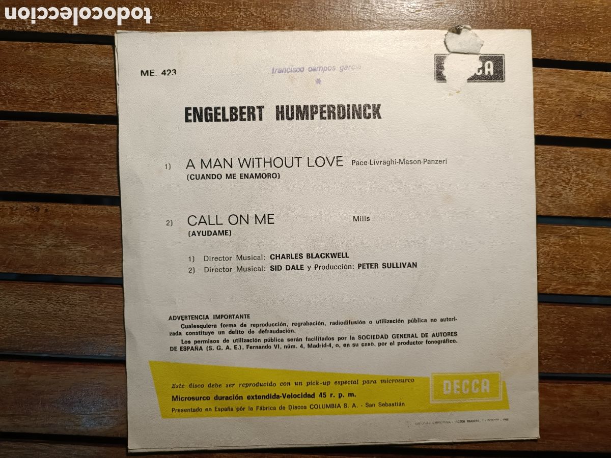 Discos de vinilo: Engelbert humperdinck EPS decca 1968 VINILO LP - Foto 2