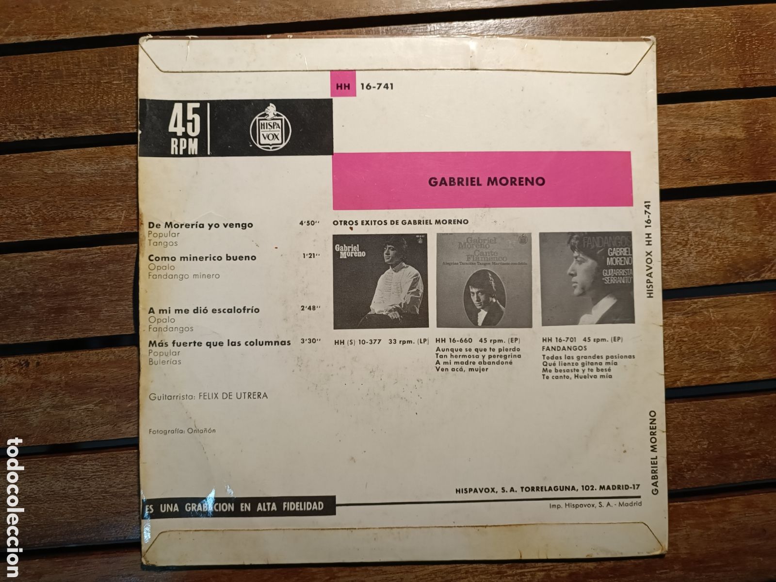 Discos de vinilo: Gabriel moreno EPS vinilo hispavox - Foto 2