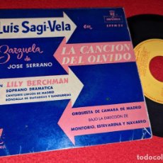 Discos de vinilo: ORQ.CAMARA MADRID LUIS SAGI VELA CANCION OLVIDO JOSE SERRANO. LILY BERCHMAN+ EP 7'' 195? MONTILLA. Lote 366367991