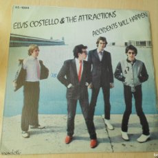 Discos de vinilo: ELVIS COSTELLO & THE ATTRACTIONS. SG, ACCIDENTS WILL HAPPEN + 2, AÑO 1979, RIVIERA GLOBAL 45-1884