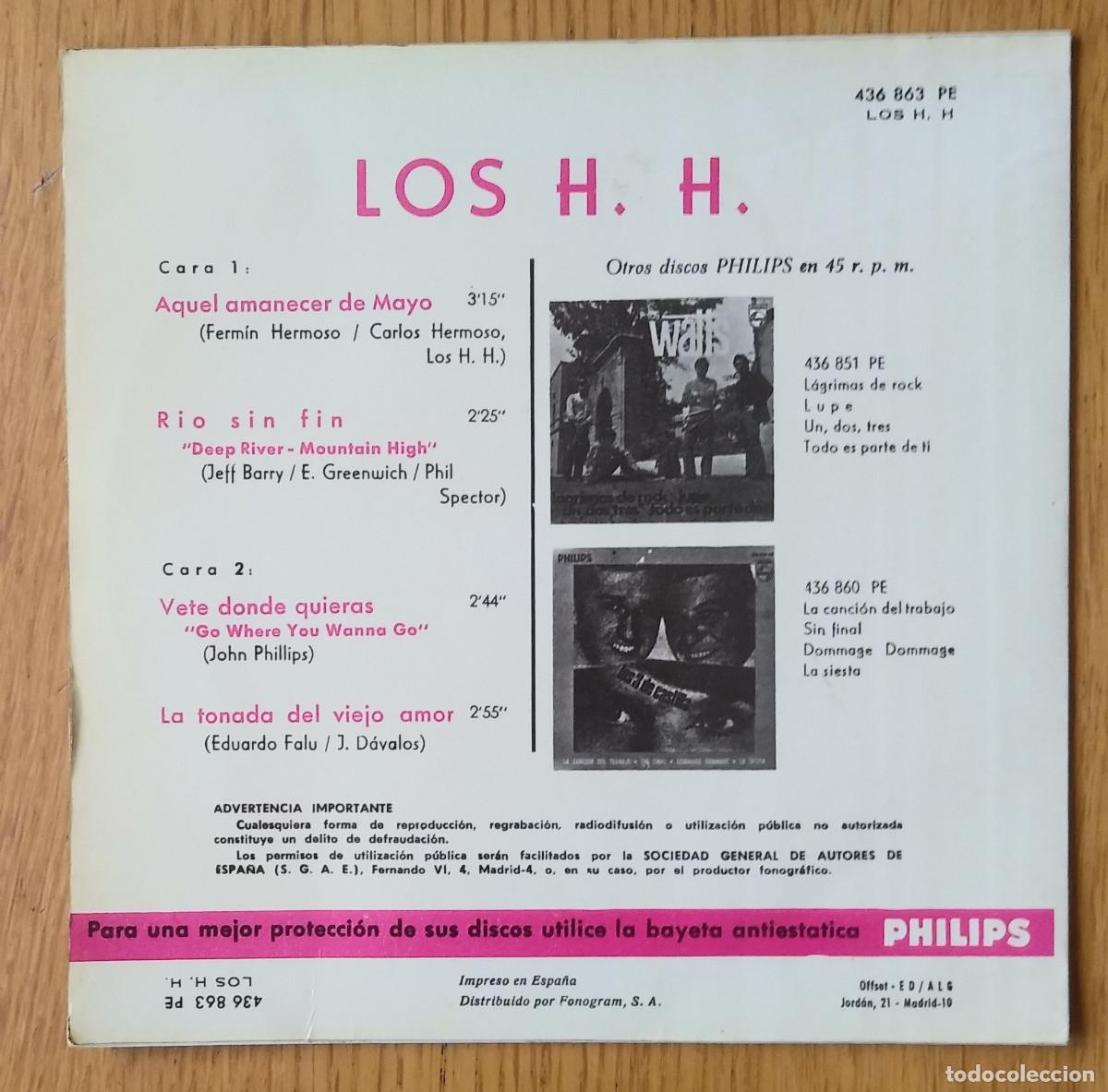 Discos de vinilo: LOS H.H.: &rdquo;AQUEL AMANECER DE MAYO&rdquo; E.P. VINILO 1966 - Foto 2