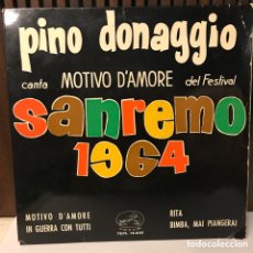 Discos de vinilo: PINO DONAGGIO MOTIVO D'AMORE EP EDIC ESPAÑA AÑO 1964 DISCO MUY BIEN CONSERVADO. Lote 366780771