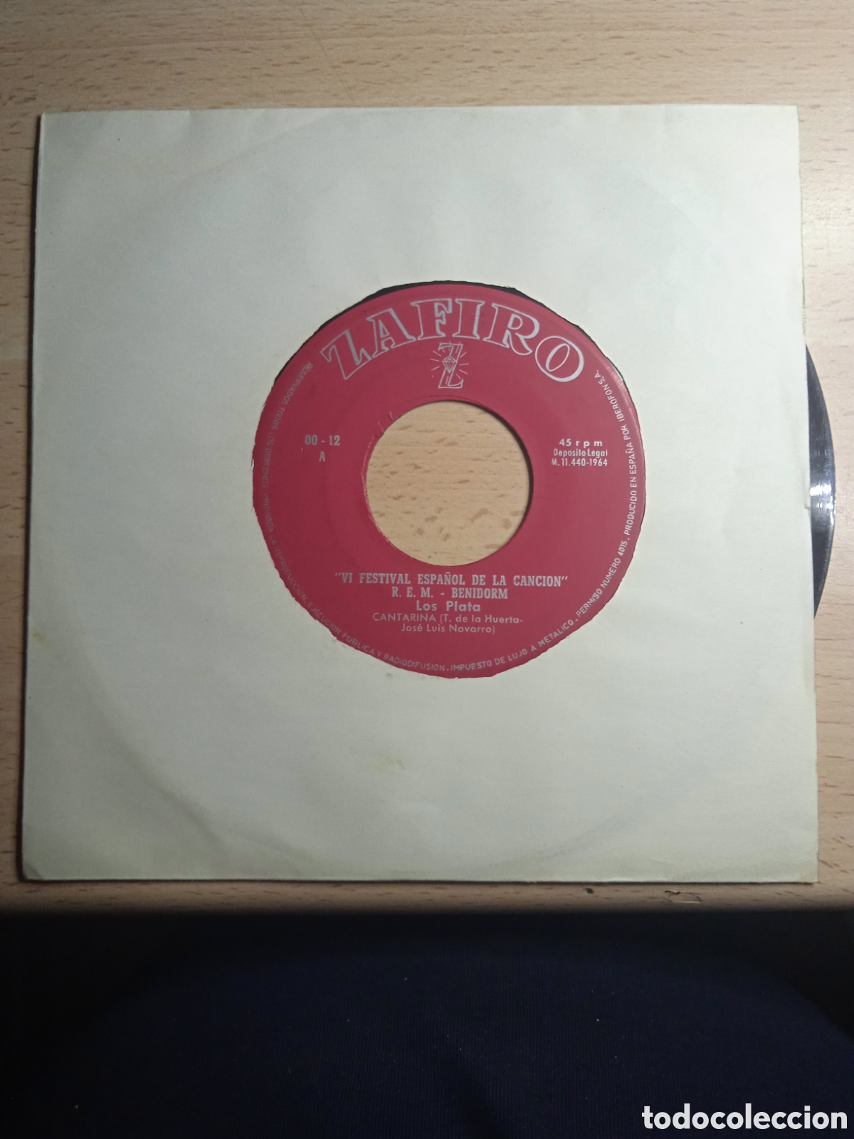 Disques de vinyle: Single 7&rdquo; Los Plata.1964, VI festival de Benidorm.Cantarina.