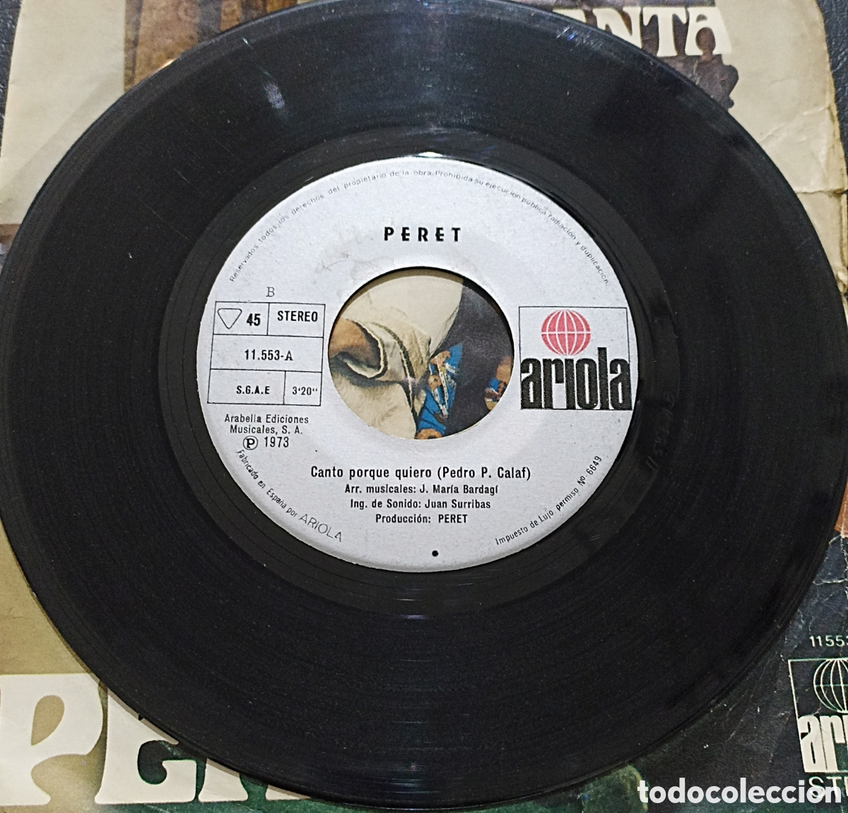 Discos de vinilo: SINGLE PERET - MI SANTA - ARIOLA 1973 - Foto 4