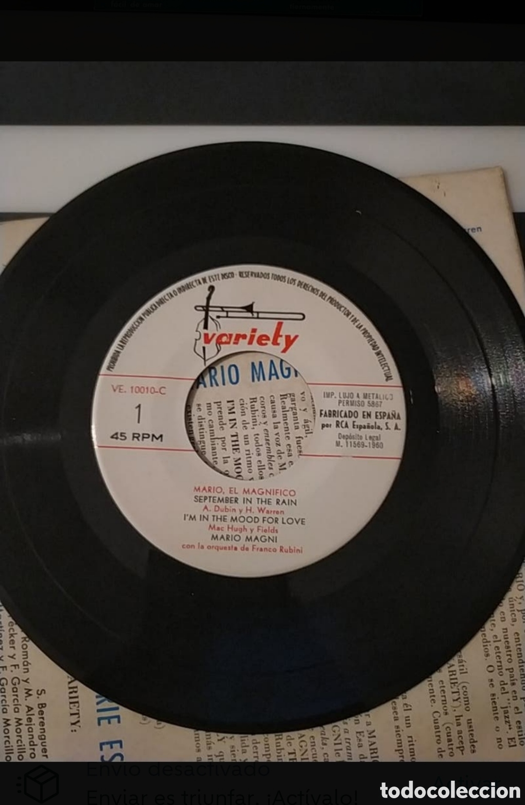 Discos de vinilo: Single de vinilo Mario El Magnifico - Foto 3