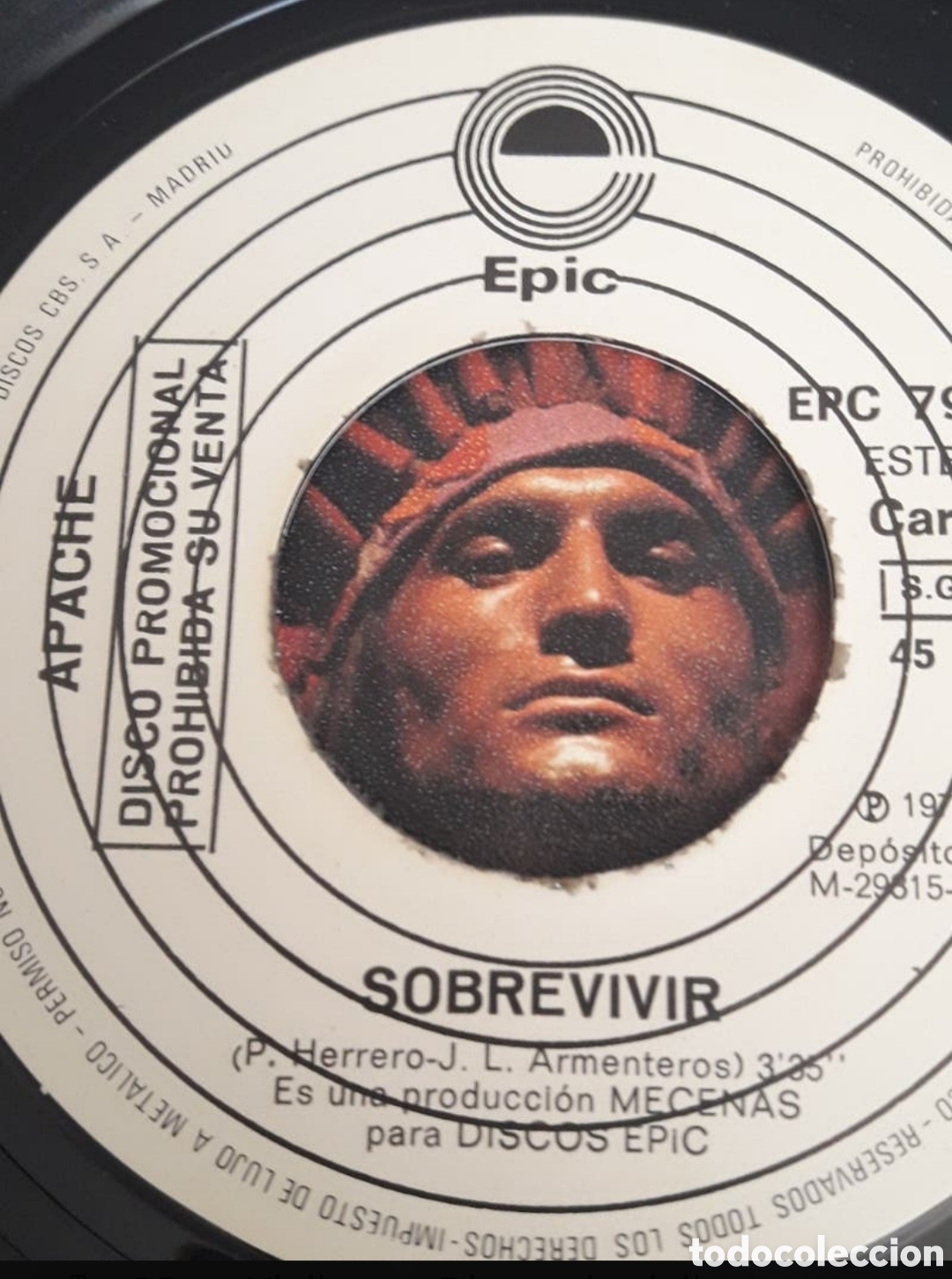 Discos de vinilo: Single Apache. Sobrevivir. Copia promocional - Foto 3