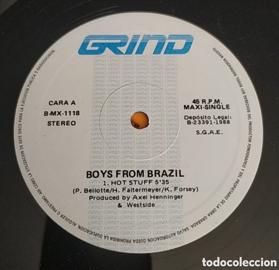 Discos de vinilo: Maxi single Boys From Brazil. Hot Stuff - Foto 3