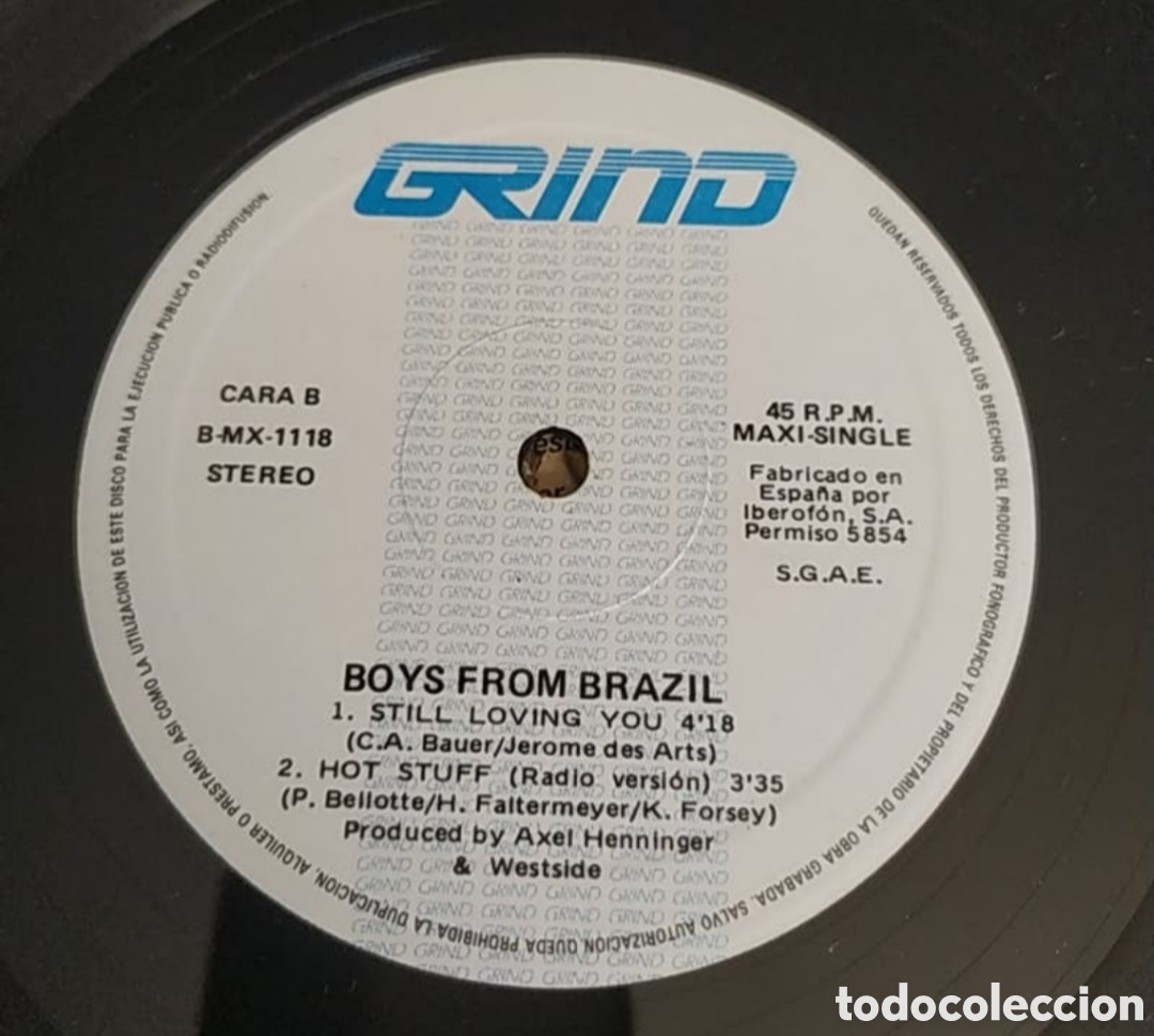 Discos de vinilo: Maxi single Boys From Brazil. Hot Stuff - Foto 4