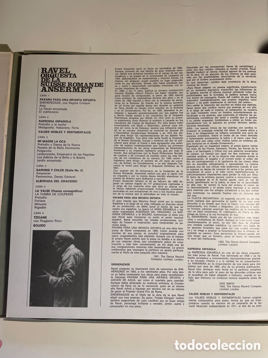 Discos de vinilo: Ansermet conducts Ravel. - Foto 4