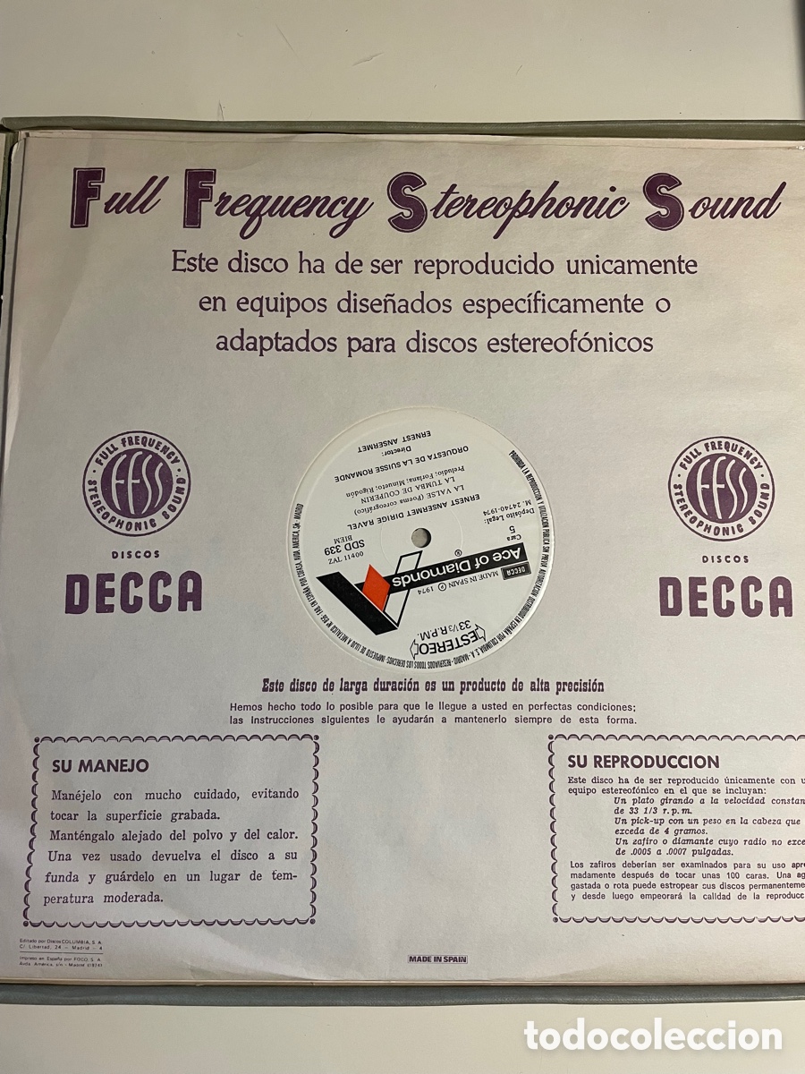 Discos de vinilo: Ansermet conducts Ravel. - Foto 9
