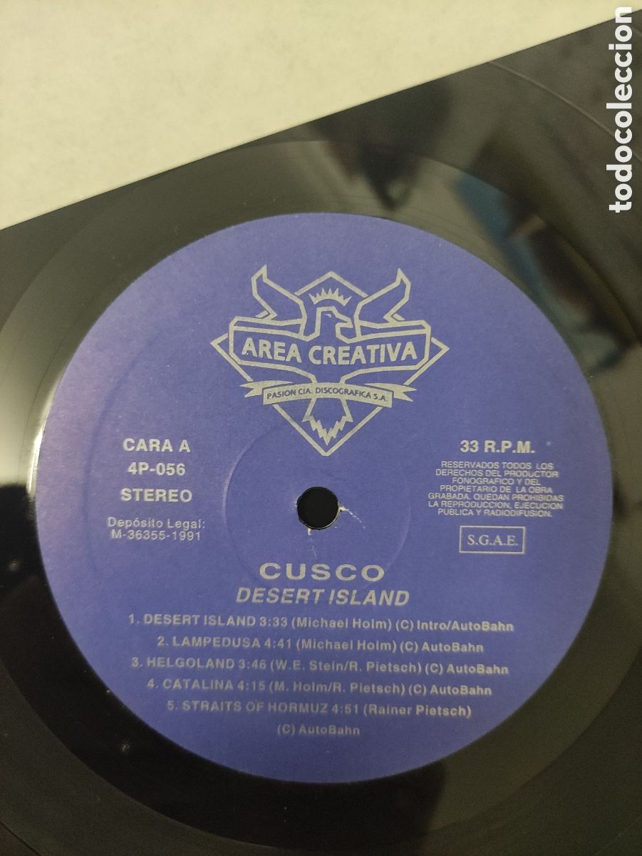 Discos de vinilo: Cusco &ndash; Desert Island - Area Creativa &ndash; 4P-056 - 1991 - Foto 6