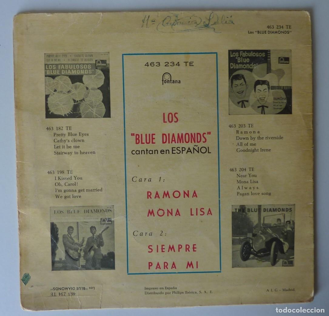 Discos de vinilo: LOS BLUE DIAMONDS // RAMONA+3 // 1961 / EP - Foto 2