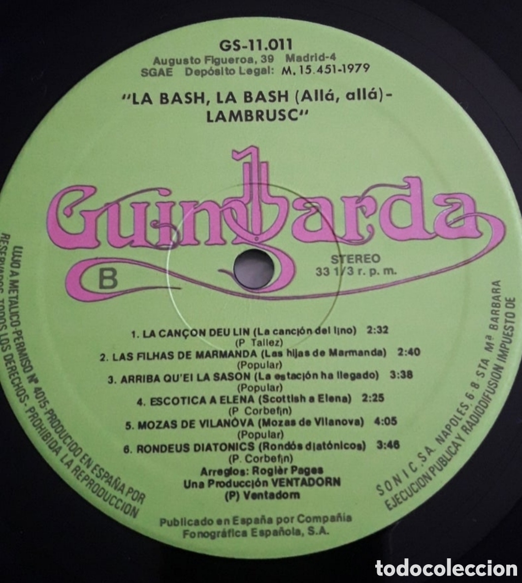 Discos de vinilo: Lp Lambrusc. La.Bash, La.Bash Alla, Alla - Foto 4