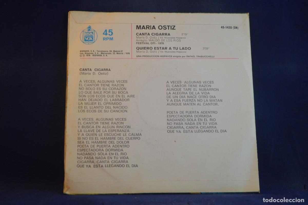 Discos de vinilo: MARIA OSTIZ - CANTA CIGARRA - SINGLE - Foto 2