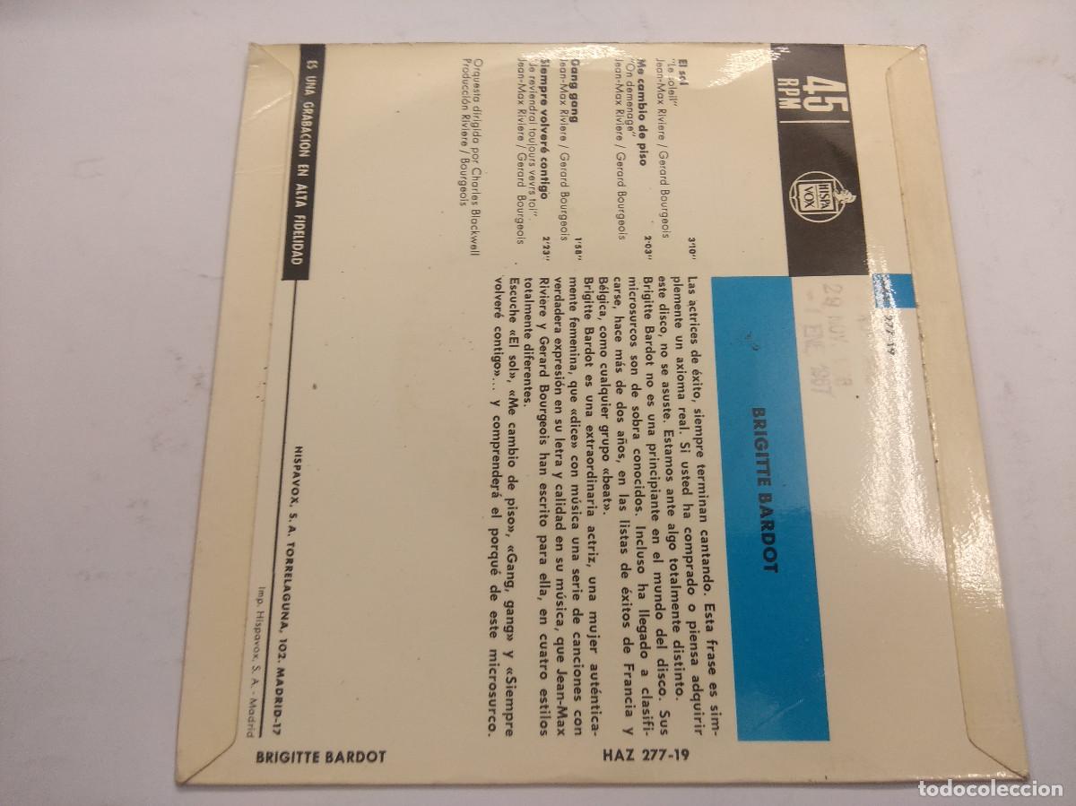 Discos de vinilo: BRIGITTE BARDOT/ME CAMBIO DE PISO/SINGLE. - Foto 3