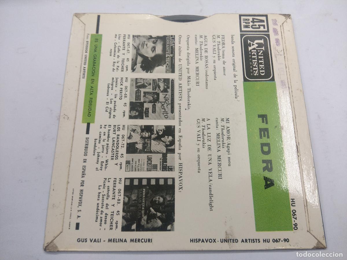 Discos de vinilo: FEDRA/SINGLE BANDA SONORA ORIGINAL DE LA PELICULA. - Foto 3