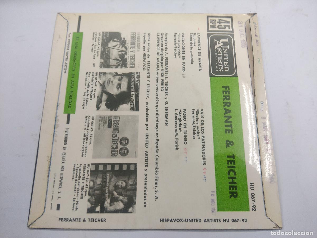 Discos de vinilo: LAWRENCE DE ARABIA/FERRANTE & TEICHER/SINGLE. - Foto 3