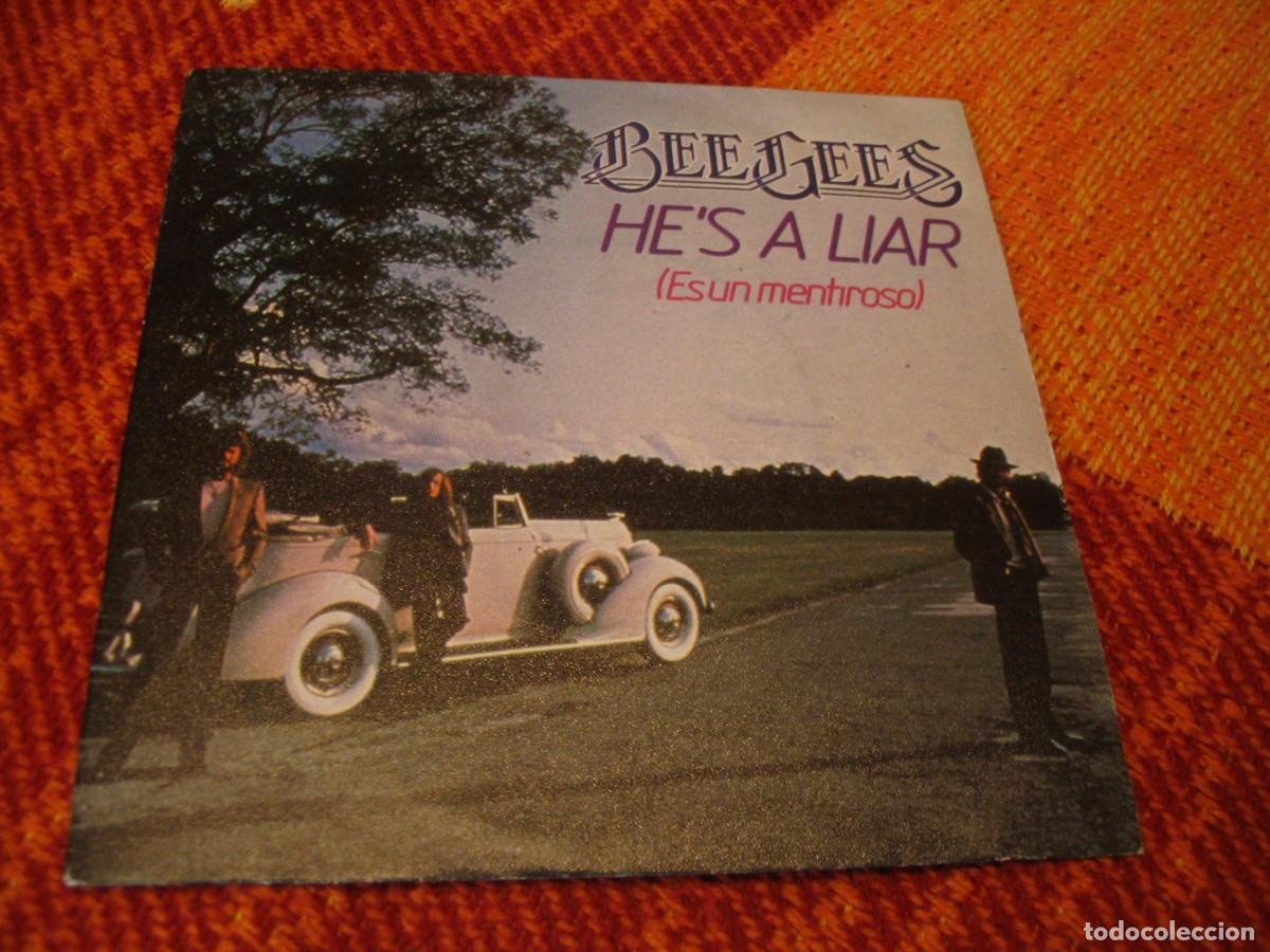 Discos de vinilo: BEE GEES SINGLE 45 HE`S A LIAR RSO ESPA&Ntilde;A 1981 - Foto 1