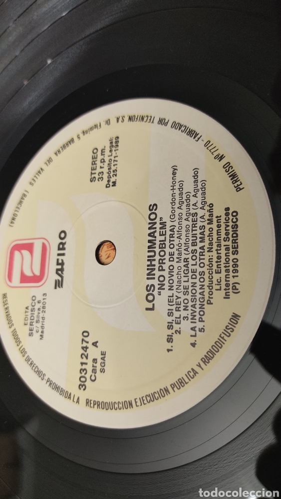 Discos de vinilo: Disco vinilo LP de Los Inhumanos &rdquo; No Problem &rdquo; edici&oacute;n espa&ntilde;ola de 1990 - Foto 3