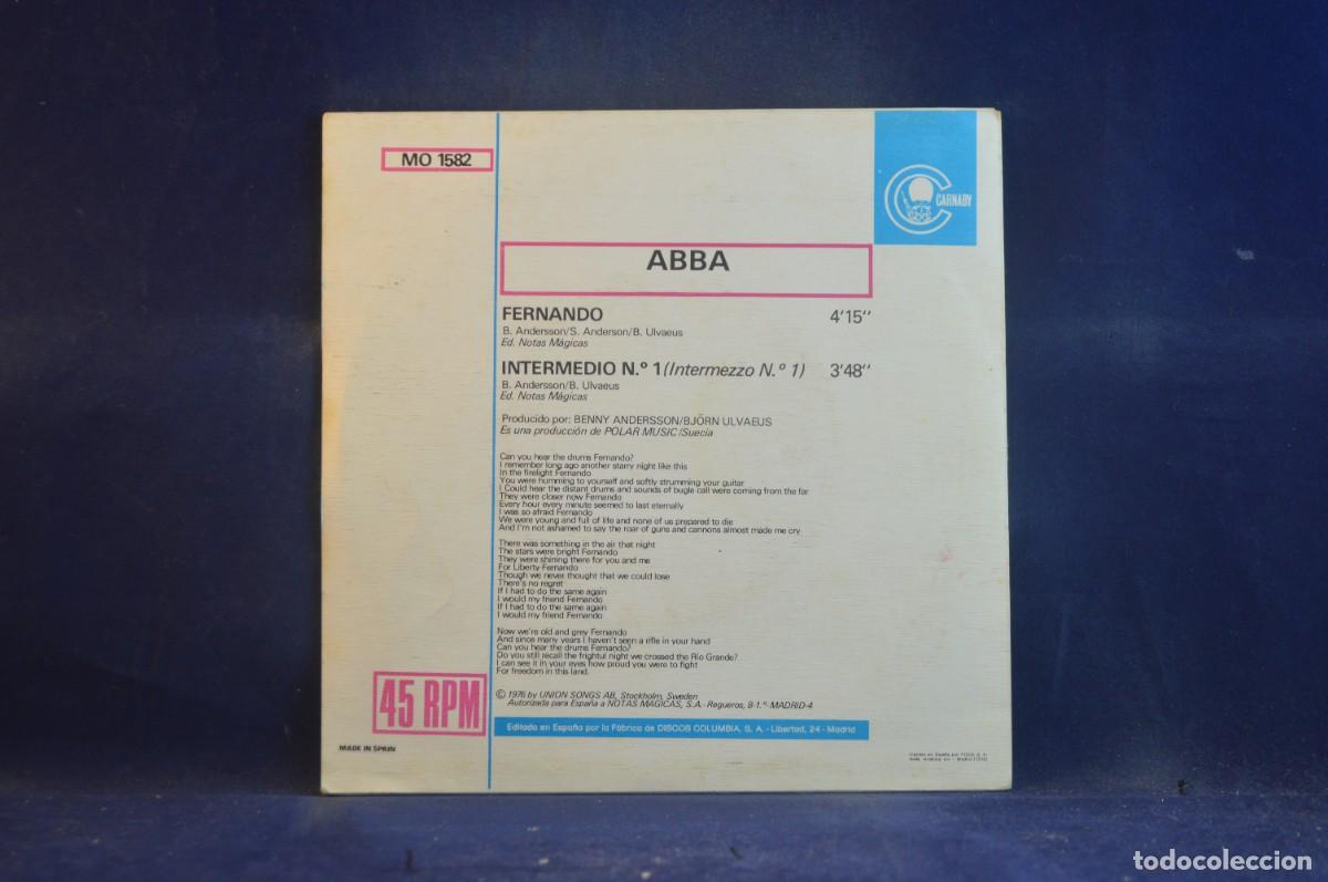 Discos de vinilo: ABBA - FERNANDO / INTERMEDIO N.&ordm; 1 - SINGLE - Foto 2