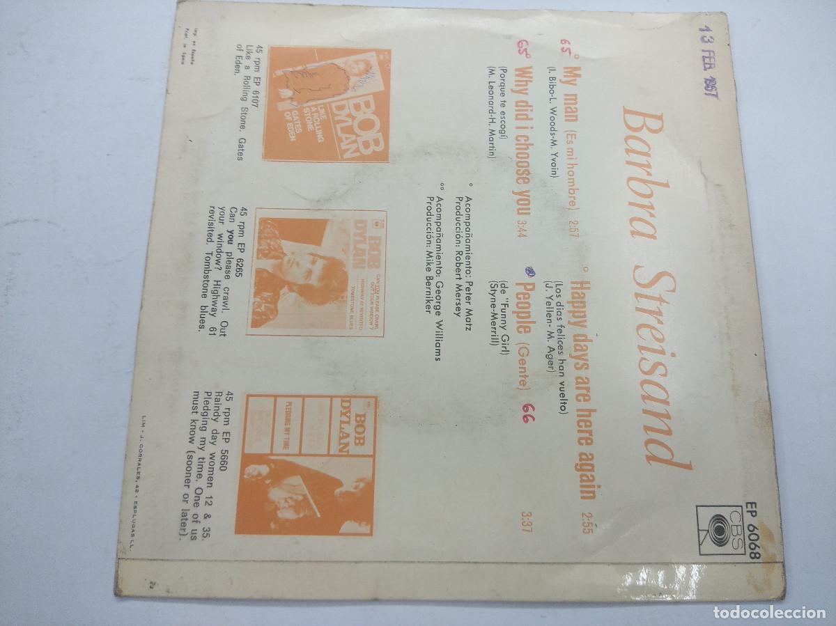Discos de vinilo: BARBRA STREISAND/MY MAN/SINGLE. - Foto 3