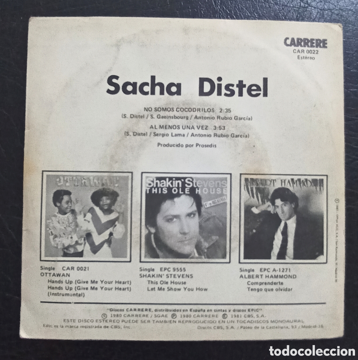 Discos de vinilo: SINGLE SACHA DISTEL - NO SOMOS COCODRILOS - Foto 2