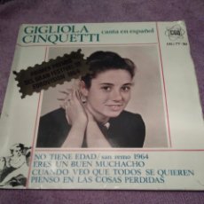 Discos de vinilo: GIGLIOLA CINQUETTI-CANTA EN ESPAÑOL-EUROVISION 1964-SINGLE VINILO-. Lote 367502169