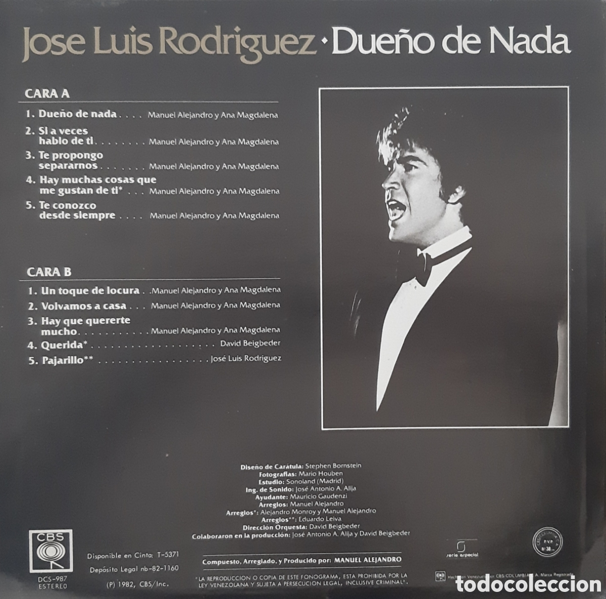 Discos de vinilo: Due&ntilde;o de nada. LP. Jos&eacute; Lu&iacute;s Rodr&iacute;guez - Foto 2