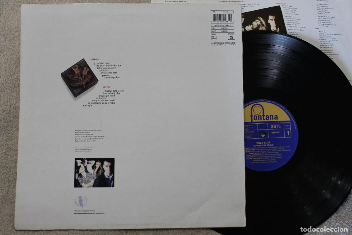 Discos de vinilo: RUBY BLUE DOWN FROM ABOVE LP VINYL MADE IN UK 1989 - Foto 2