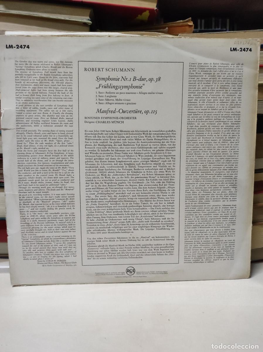 Discos de vinilo: Schumann : Munch / Boston Symphony &ndash; Spring Symphony And Manfred Overture - Foto 2