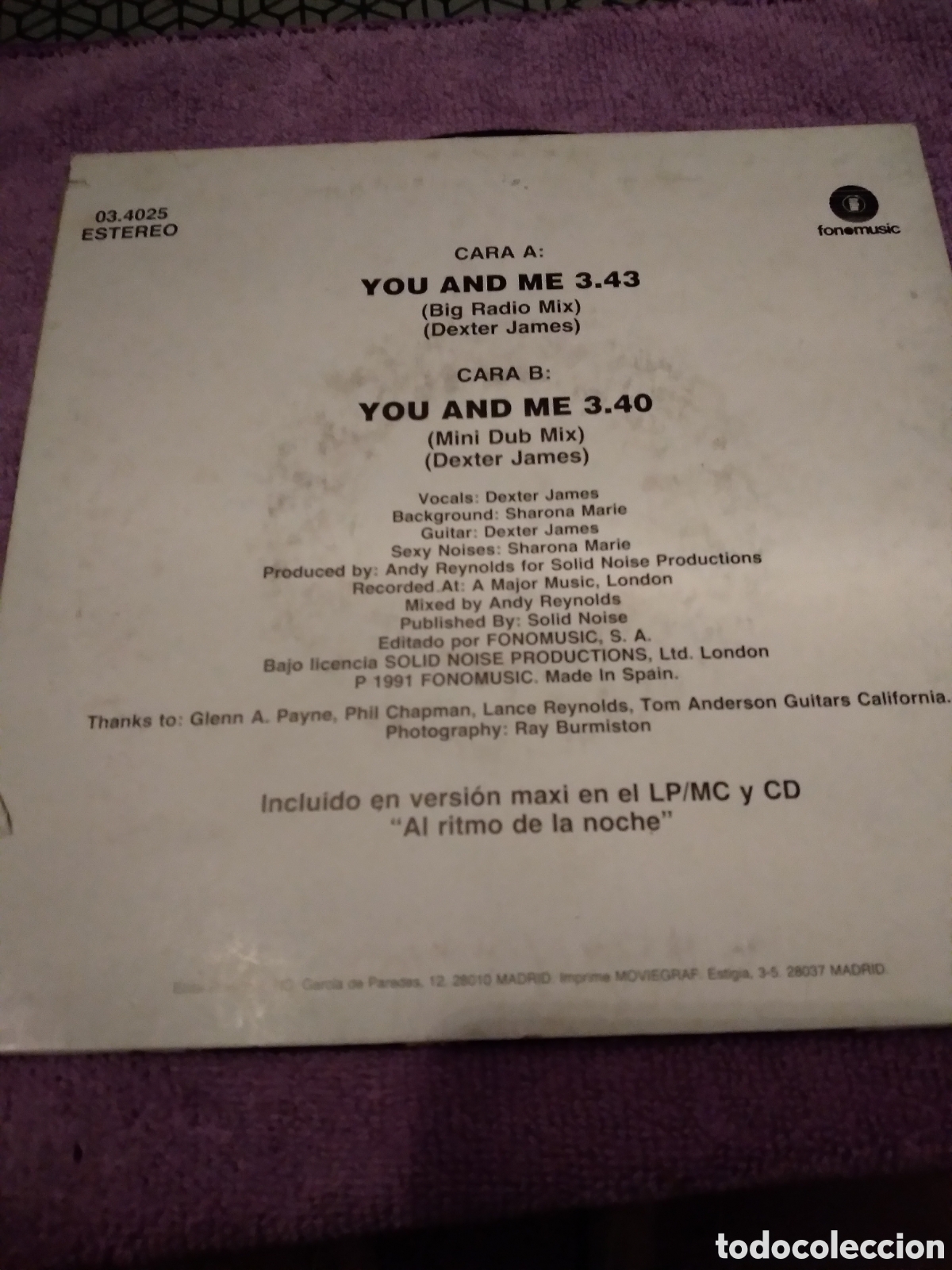 Discos de vinilo: DEXTER JAMES-YOU AND ME-SINGLE VINILO- - Foto 2