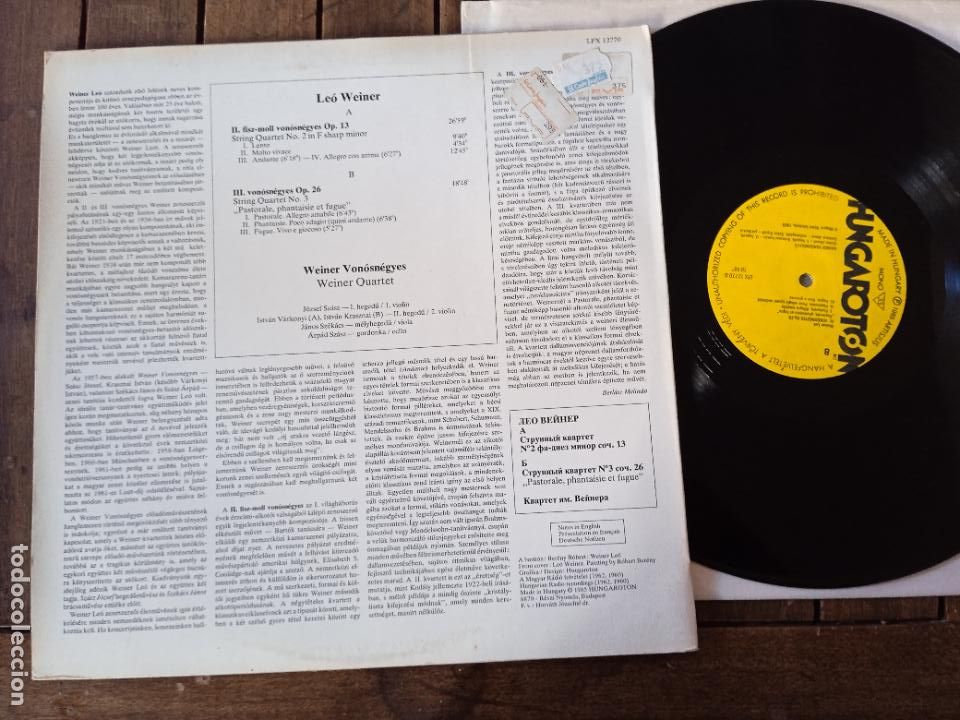 Discos de vinilo: LEO WEINER LP. STRING QUARTETS Nos. 2 & 3 WEINER QUARTET. - Foto 2