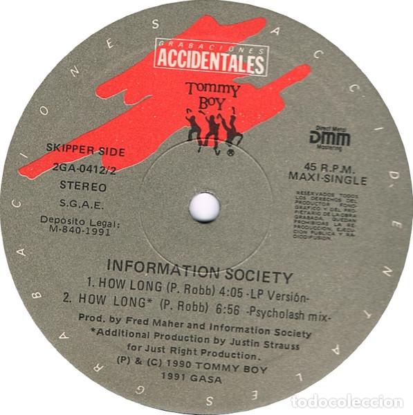 Discos de vinilo: Information Society &lrm;&ndash; How Long 12 MAXI Spain - Foto 2