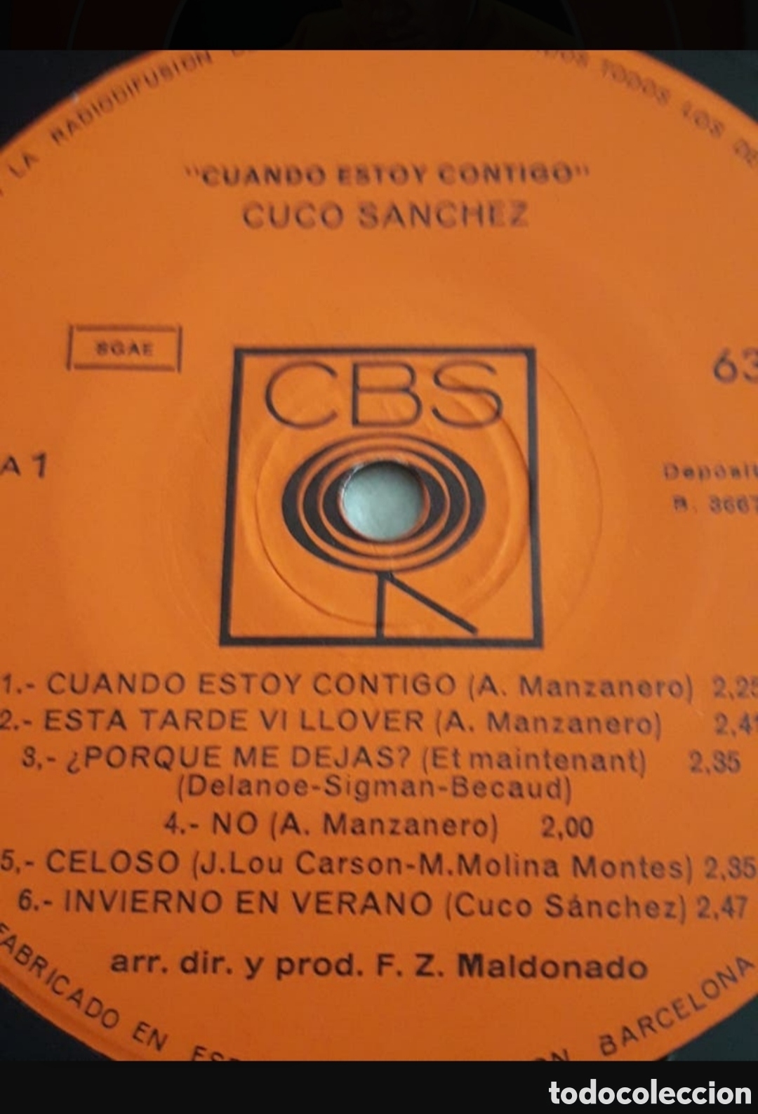 Discos de vinilo: Lp Cuco S&aacute;nchez. Cuando estoy contigo - Foto 3