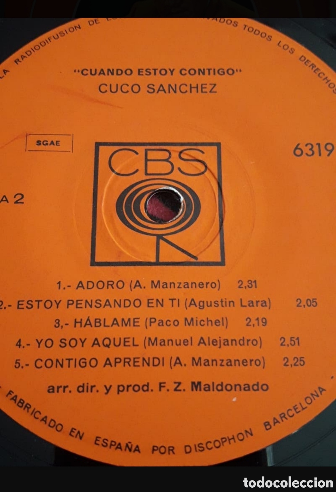 Discos de vinilo: Lp Cuco S&aacute;nchez. Cuando estoy contigo - Foto 4