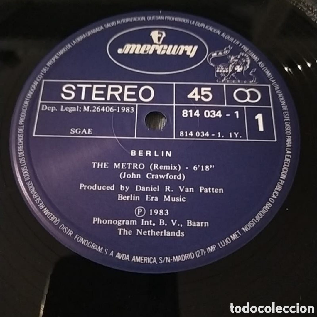 Discos de vinilo: Maxi single Berlin.&nbsp;The Metro - Foto 4