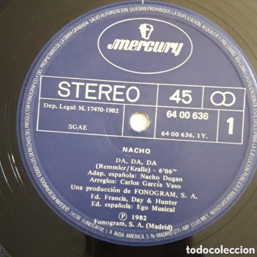 Discos de vinilo: Maxi single Nacho. Da, da, da - Foto 1
