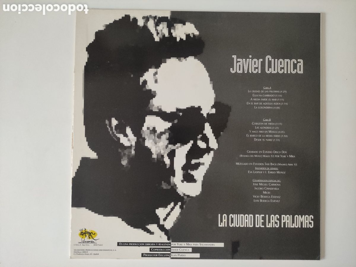 Discos de vinilo: Javier Cuenca &ndash; La Ciudad De Las Palomas - Salamandra &ndash; SD-311 - 1992 - Foto 2