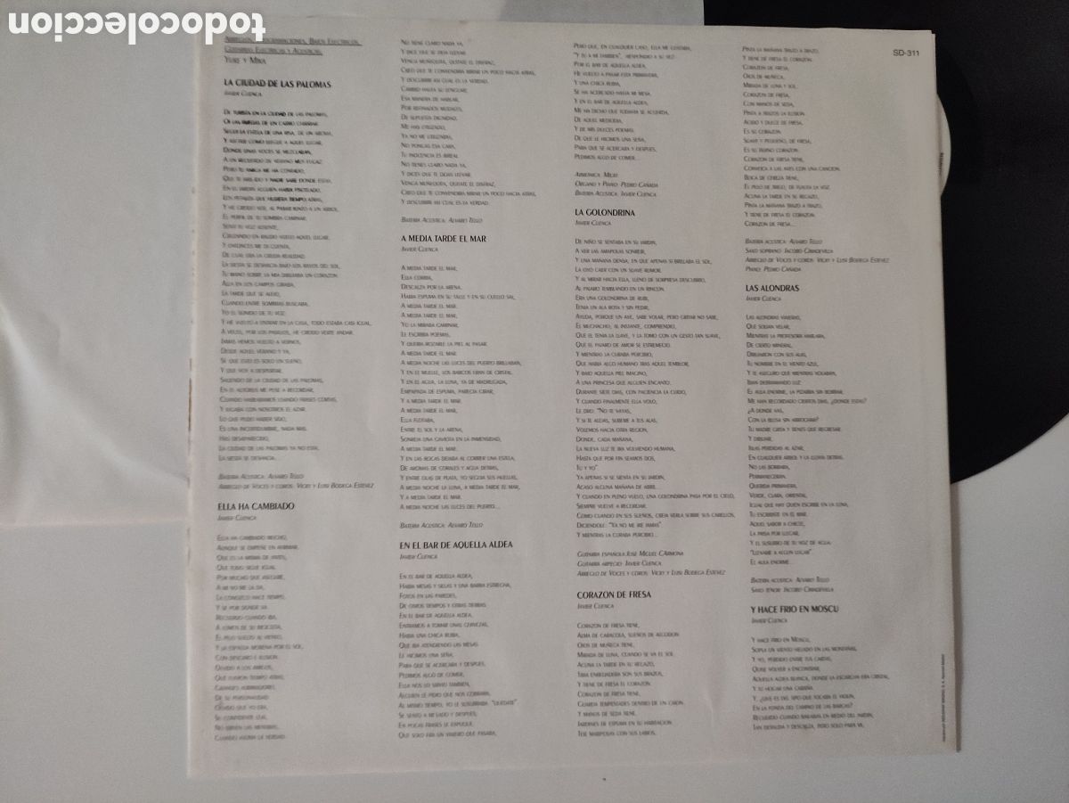 Discos de vinilo: Javier Cuenca &ndash; La Ciudad De Las Palomas - Salamandra &ndash; SD-311 - 1992 - Foto 5