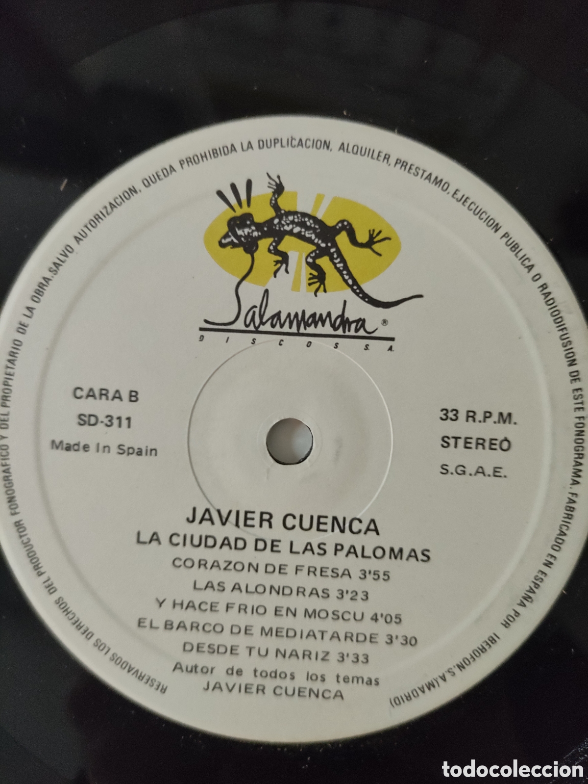 Discos de vinilo: Javier Cuenca &ndash; La Ciudad De Las Palomas - Salamandra &ndash; SD-311 - 1992 - Foto 7