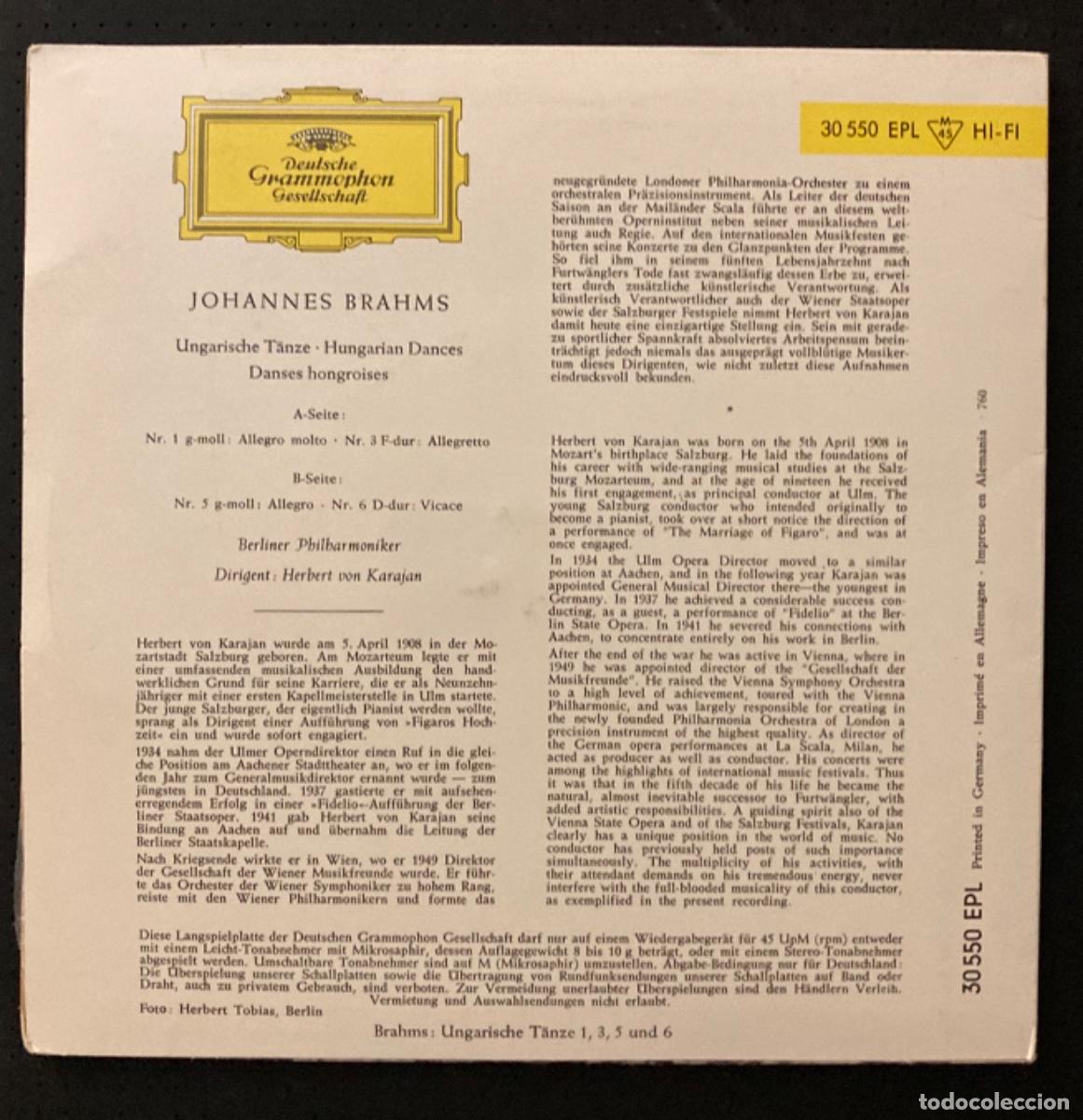 Discos de vinilo: Karajan - Danzas H&uacute;ngaras - Brahms - Foto 2